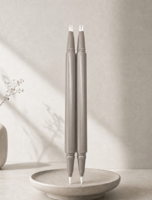 최신 회사 블로그 Dual‑Ended Tank Cosmetic Pen E‑870 | Felt Tip with 2‑Prong & 4‑Prong Fork Tip Options